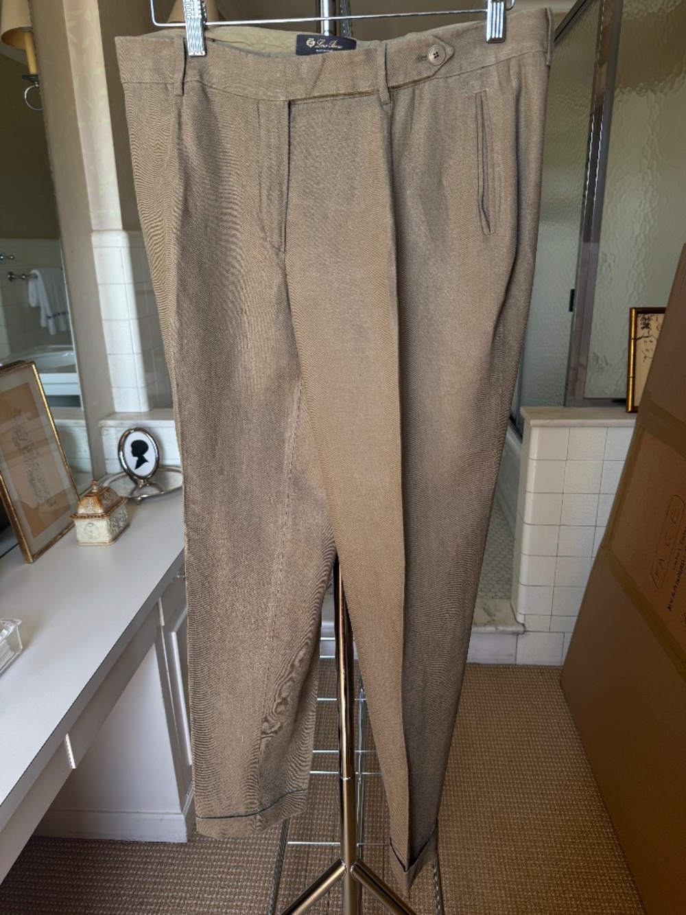 Loro Piana 100% Linen Trousers - Khaki Tan - Made in Italy